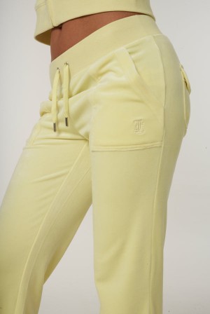 Tender Yellow Juicy Couture Classic Velour Del Ray Pocketed Bottoms | JC-SN651972