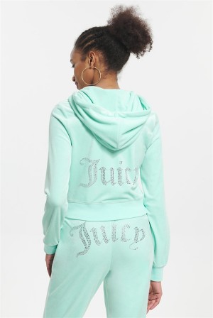 Tint Of Mint Juicy Couture Og Big Bling Velour Hoodie | JC-SN651577