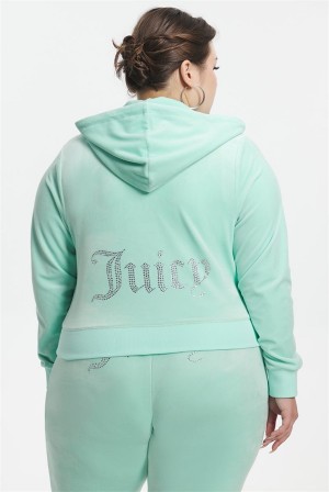 Tint Of Mint Juicy Couture Plus-size Og Big Bling Velour Hoodie | JC-SN651576