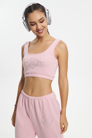 Whisper Pink Juicy Couture Cropped Sweetheart Tank | JC-SN651633