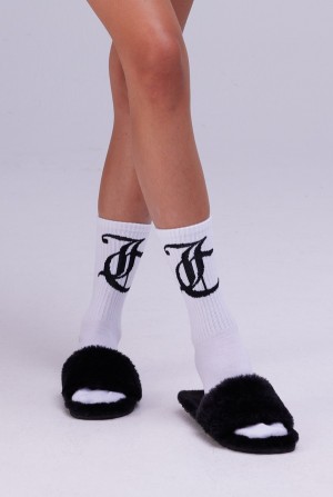 White Juicy Couture Calf Length Socks | JC-SN652313