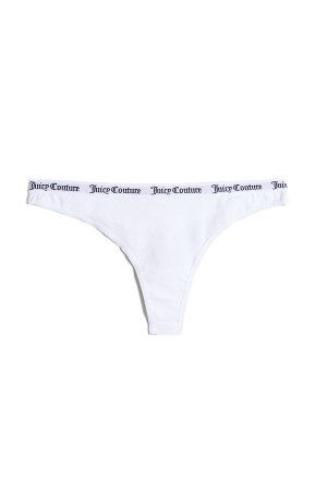 White Juicy Couture Cotton Branded Thong | JC-SN652255