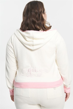 White Juicy Couture Plus-size Sweetheart Cotton Velour Hoodie | JC-SN651579