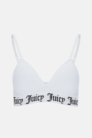 White Juicy Couture Seamless Rib Moulded Cup Triangle Bra | JC-SN652236