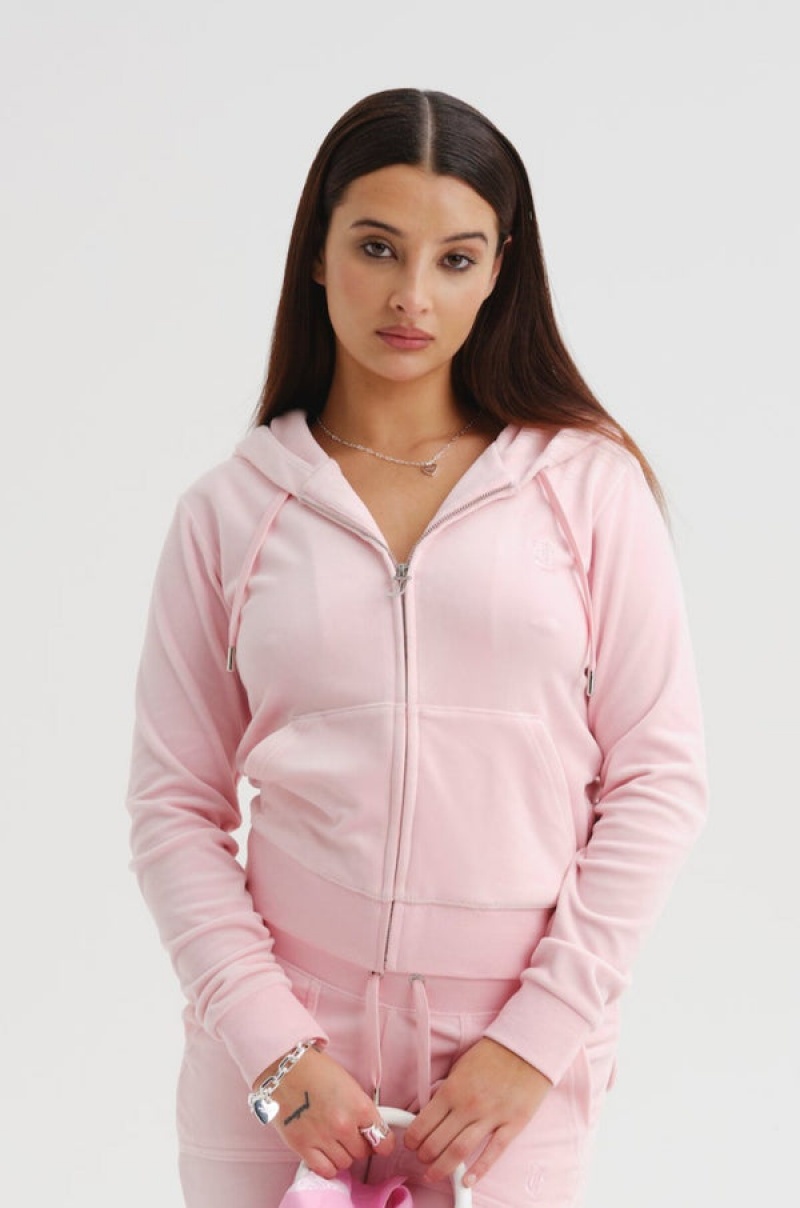 Almond Blossom Juicy Couture Classic Velour Robertson Hoodie | JC-SN651961