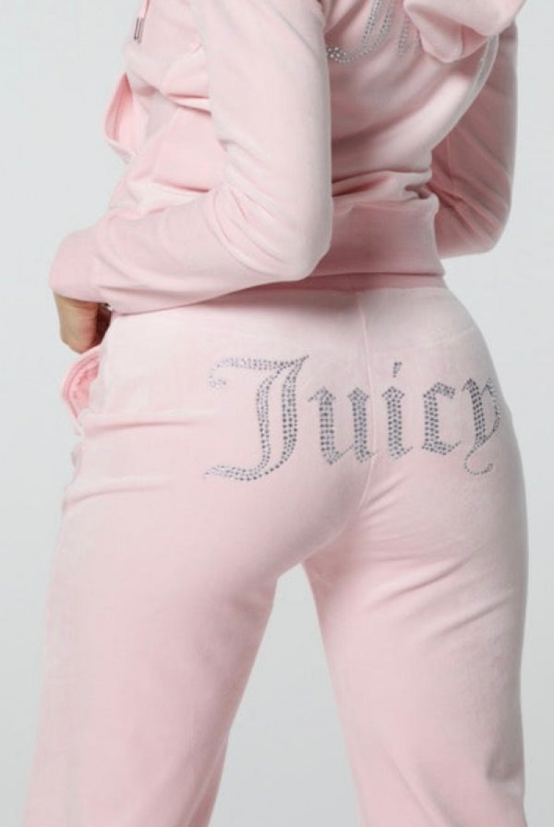 Almond Blossom Juicy Couture Classic Velour Del Ray Diamante Bottoms | JC-SN652071