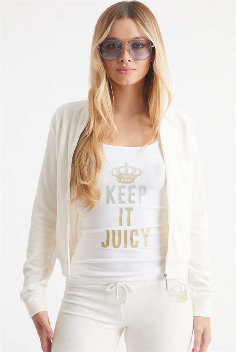 Angel Juicy Couture Keep It Juicy Cotton Velour Mockneck Track Jacket | JC-SN651541