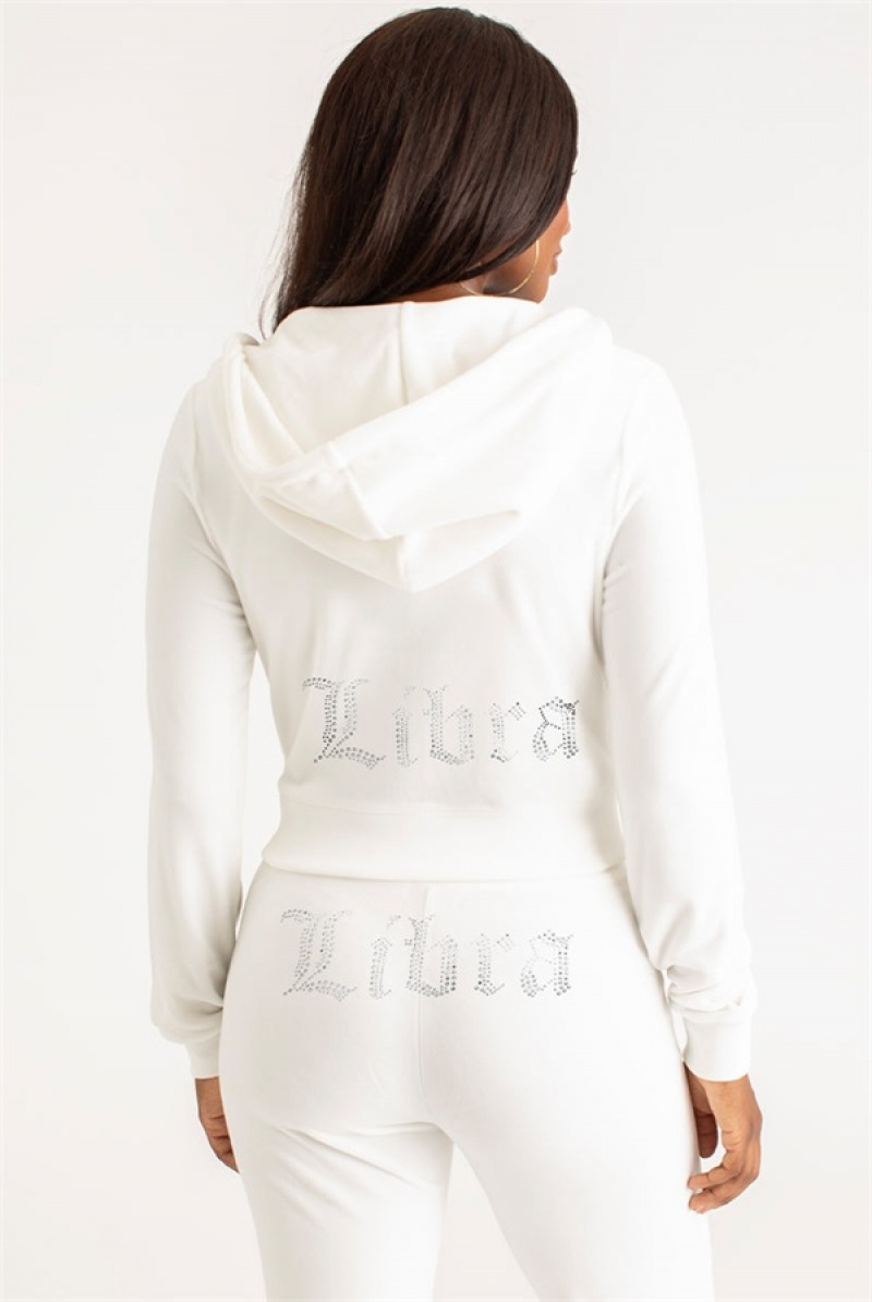 Angel Juicy Couture Libra Big Bling Velour Hoodie | JC-SN651551