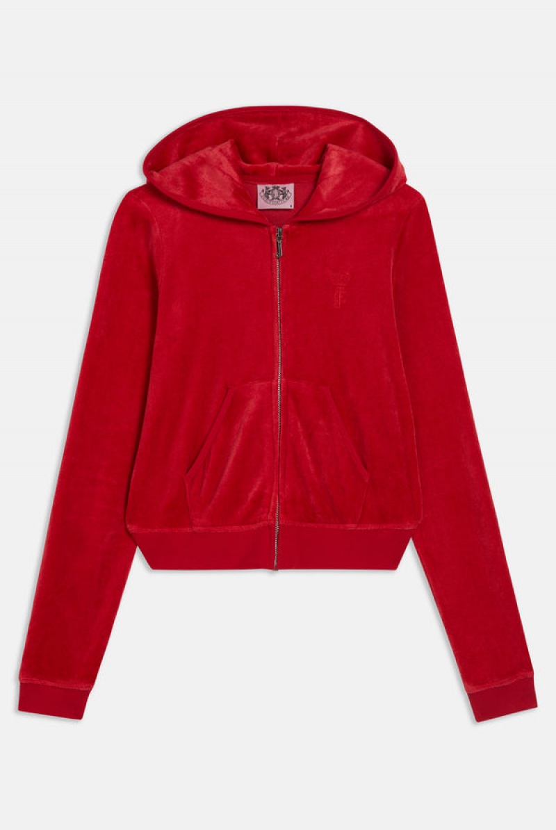 Astor Red Juicy Couture Bamboo Velour Heritage Hoodie | JC-SN652167