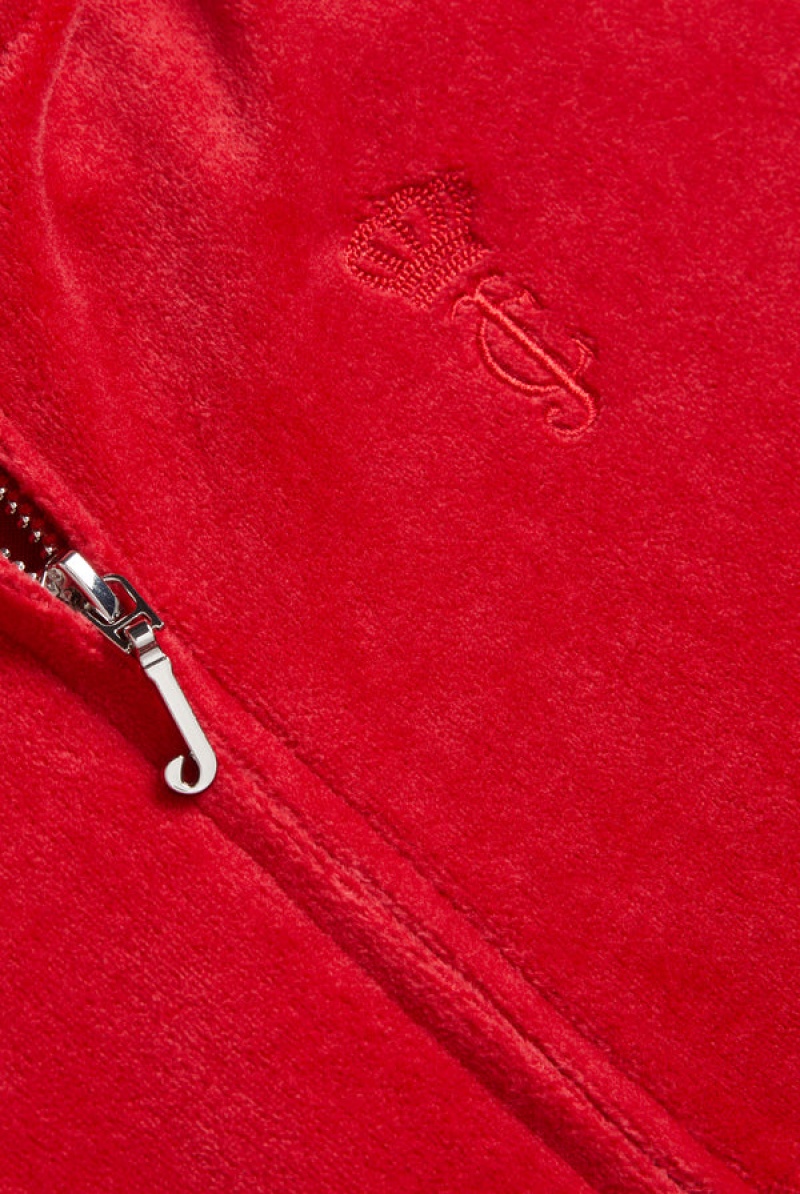 Astor Red Juicy Couture Bamboo Velour Heritage Hoodie | JC-SN652167