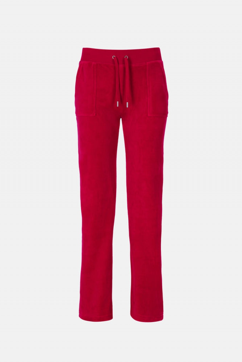 Astor Red Juicy Couture Classic Velour Del Ray Pocketed Bottoms | JC-SN652037