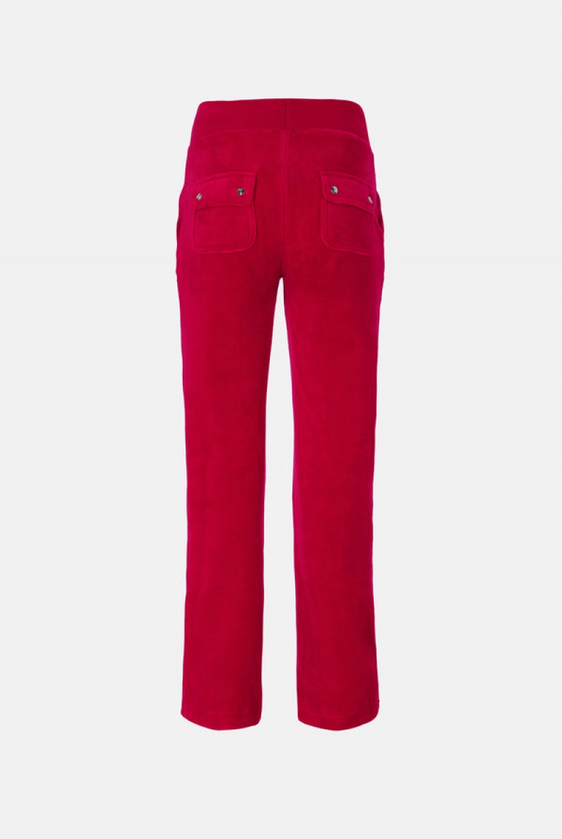 Astor Red Juicy Couture Classic Velour Del Ray Pocketed Bottoms | JC-SN652037