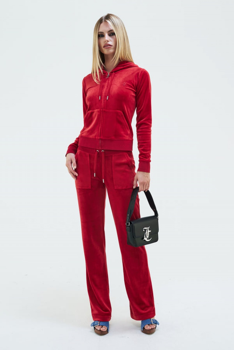 Astor Red Juicy Couture Classic Velour Robertson Hoodie | JC-SN652032