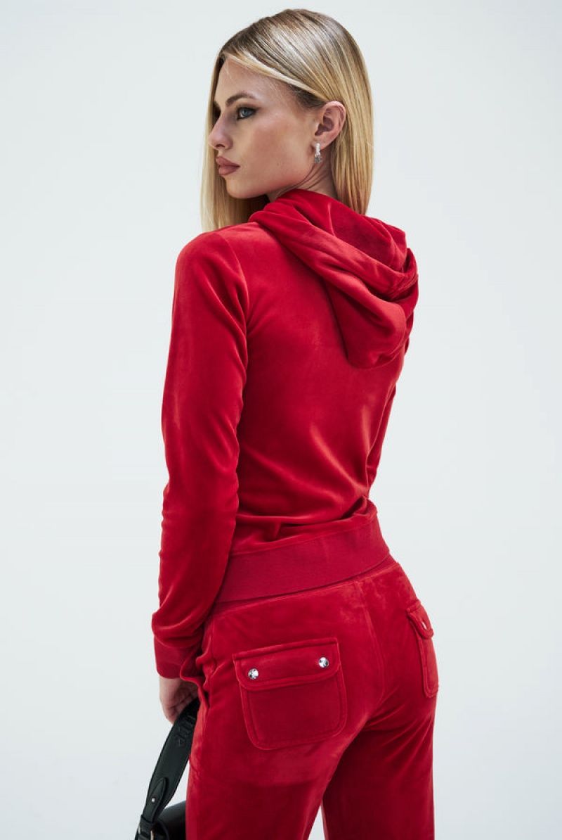 Astor Red Juicy Couture Classic Velour Robertson Hoodie | JC-SN652032