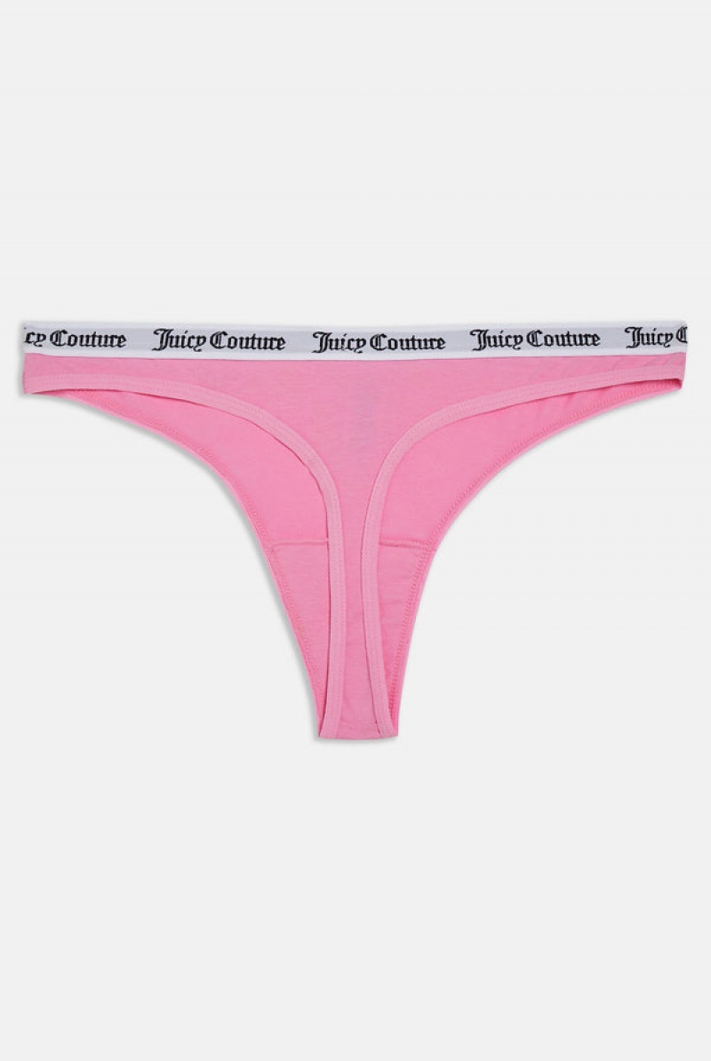 Begonia Pink Juicy Couture Cotton Branded Thong | JC-SN652257