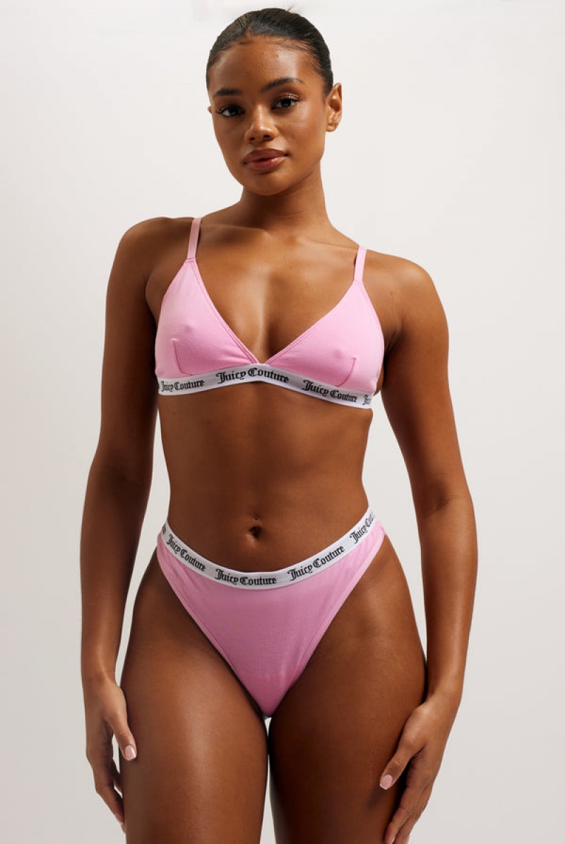 Begonia Pink Juicy Couture Cotton Branded Thong | JC-SN652257