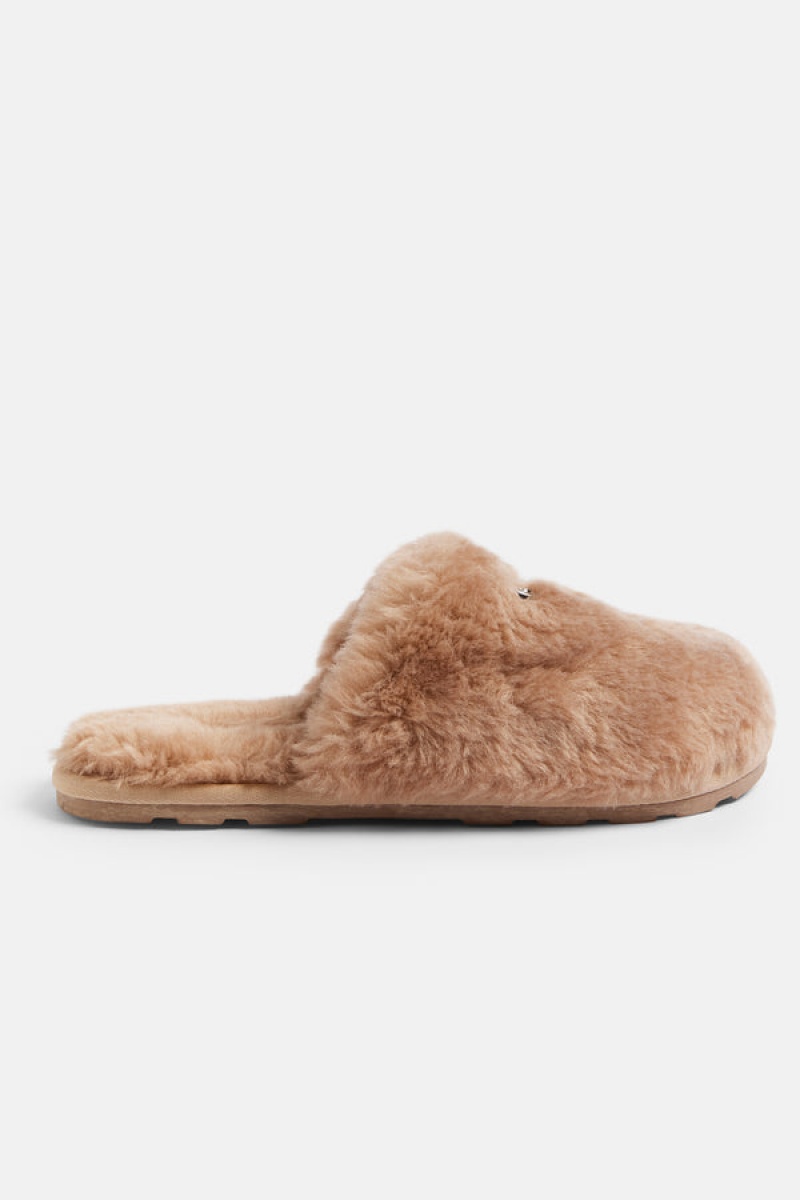 Beige Juicy Couture Closed Toe Faux Fur Slipper | JC-SN652191