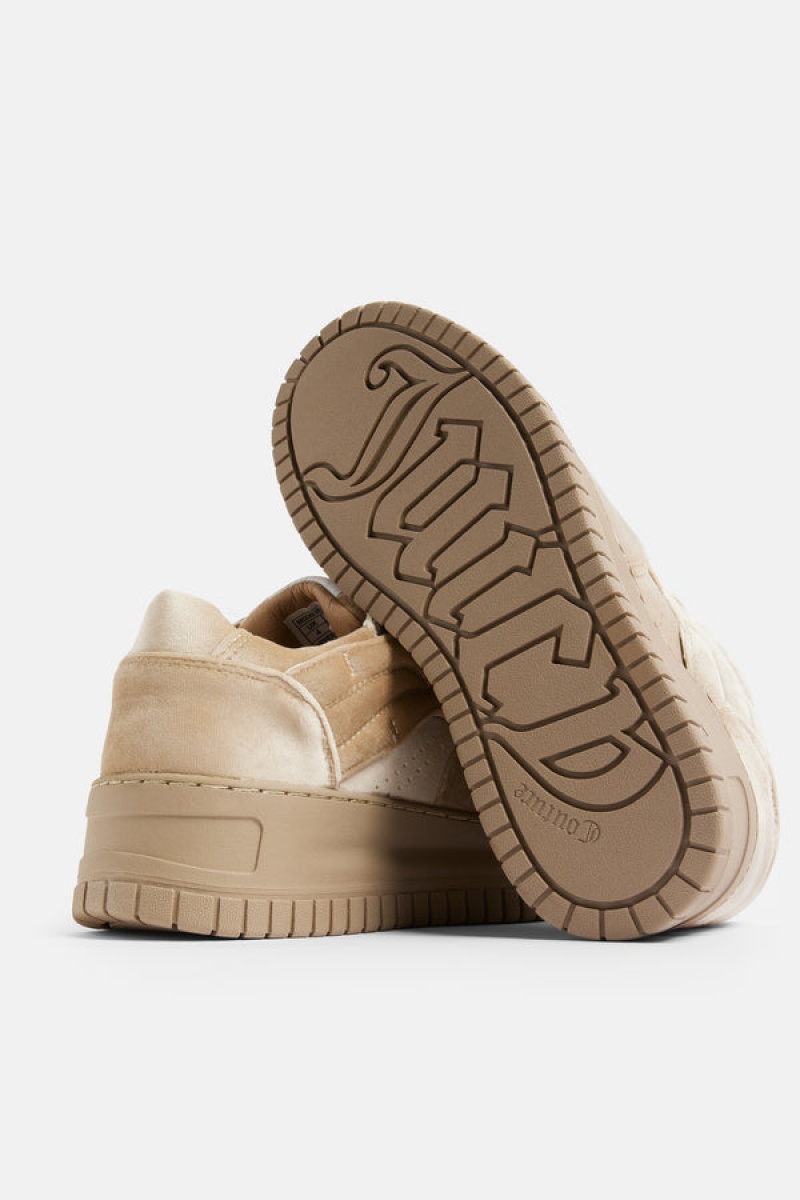 Beige Juicy Couture Stacked Velvet Sneaker | JC-SN652183