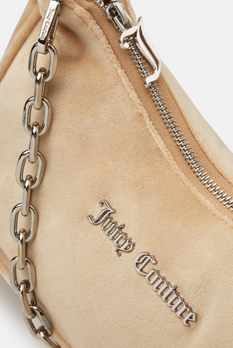 Beige Juicy Couture Velour Chain Shoulder Bag | JC-SN652212