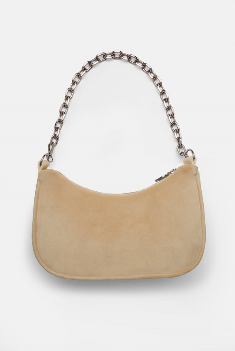 Beige Juicy Couture Velour Chain Shoulder Bag | JC-SN652212