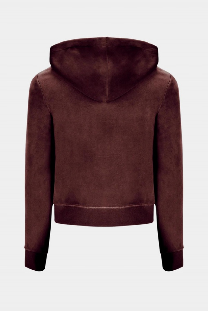 Bitter Chocolate Juicy Couture Classic Velour Robertson Hoodie | JC-SN652051