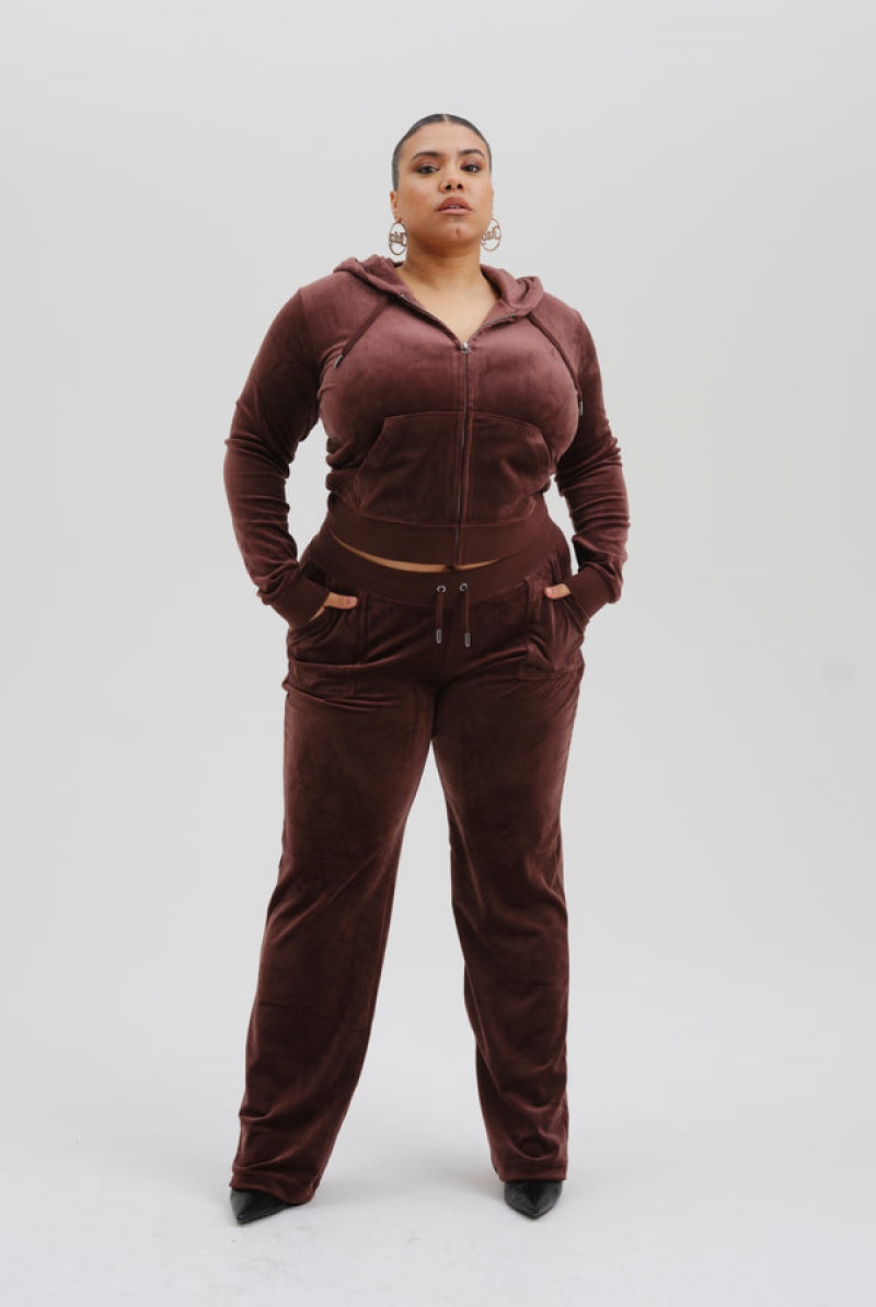 Bitter Chocolate Juicy Couture Classic Velour Robertson Hoodie | JC-SN652051