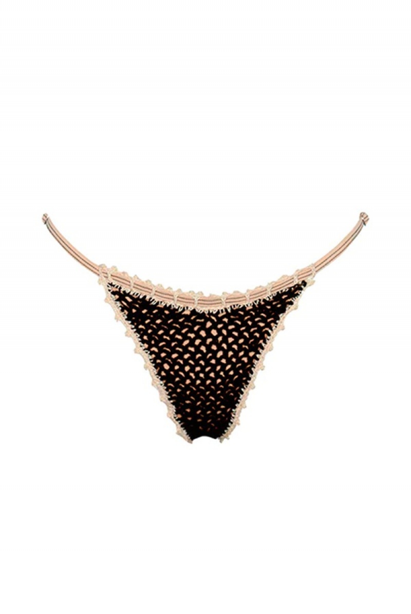 Black Crochet Juicy Couture Capittana Kendall Bikini Bottom | JC-SN651881