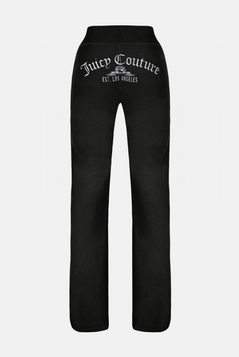 Black Juicy Couture Arch Crest Low Rise Classic Velour Pant | JC-SN652090