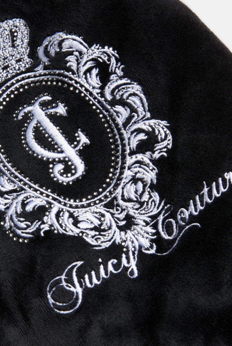 Black Juicy Couture Bamboo Velour Heritage Crest Hoodie | JC-SN652161