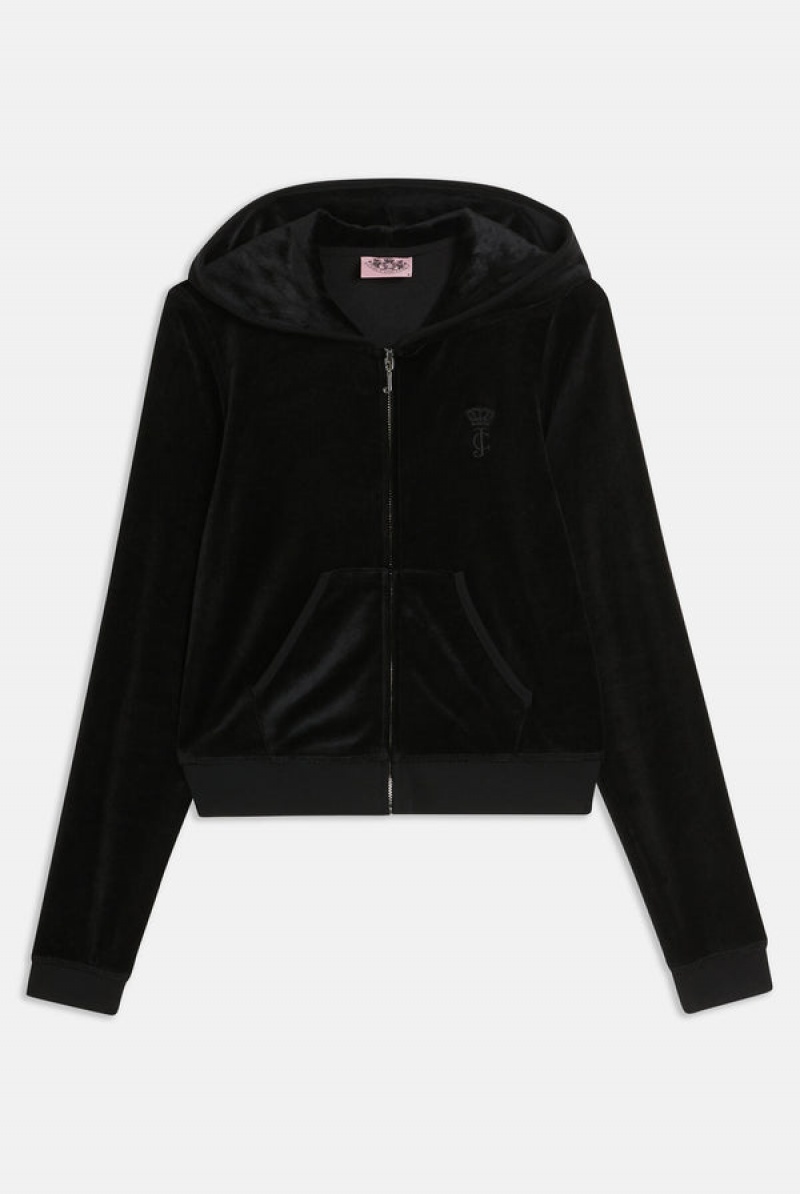 Black Juicy Couture Bamboo Velour Heritage Hoodie | JC-SN652166