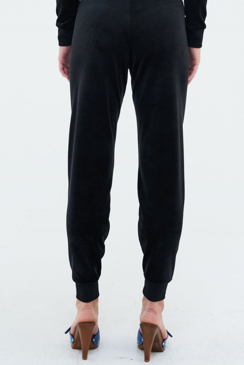 Black Juicy Couture Classic Velour Cuffed Jogger | JC-SN652033