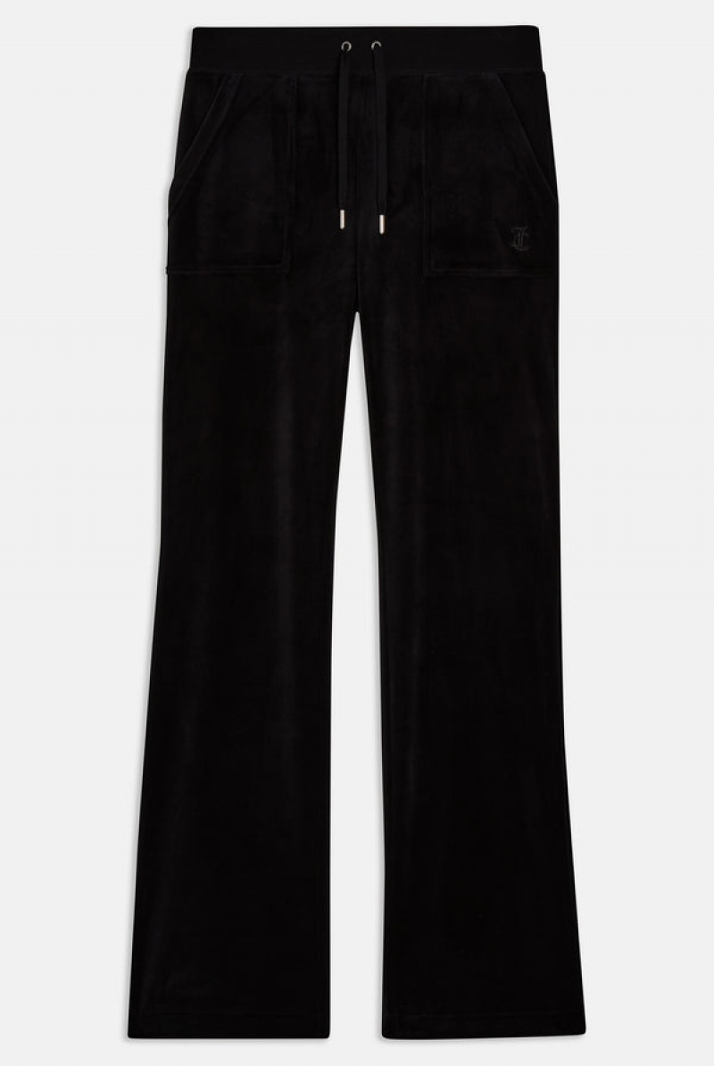 Black Juicy Couture Classic Velour Del Ray Pocketed Bottoms | JC-SN652132