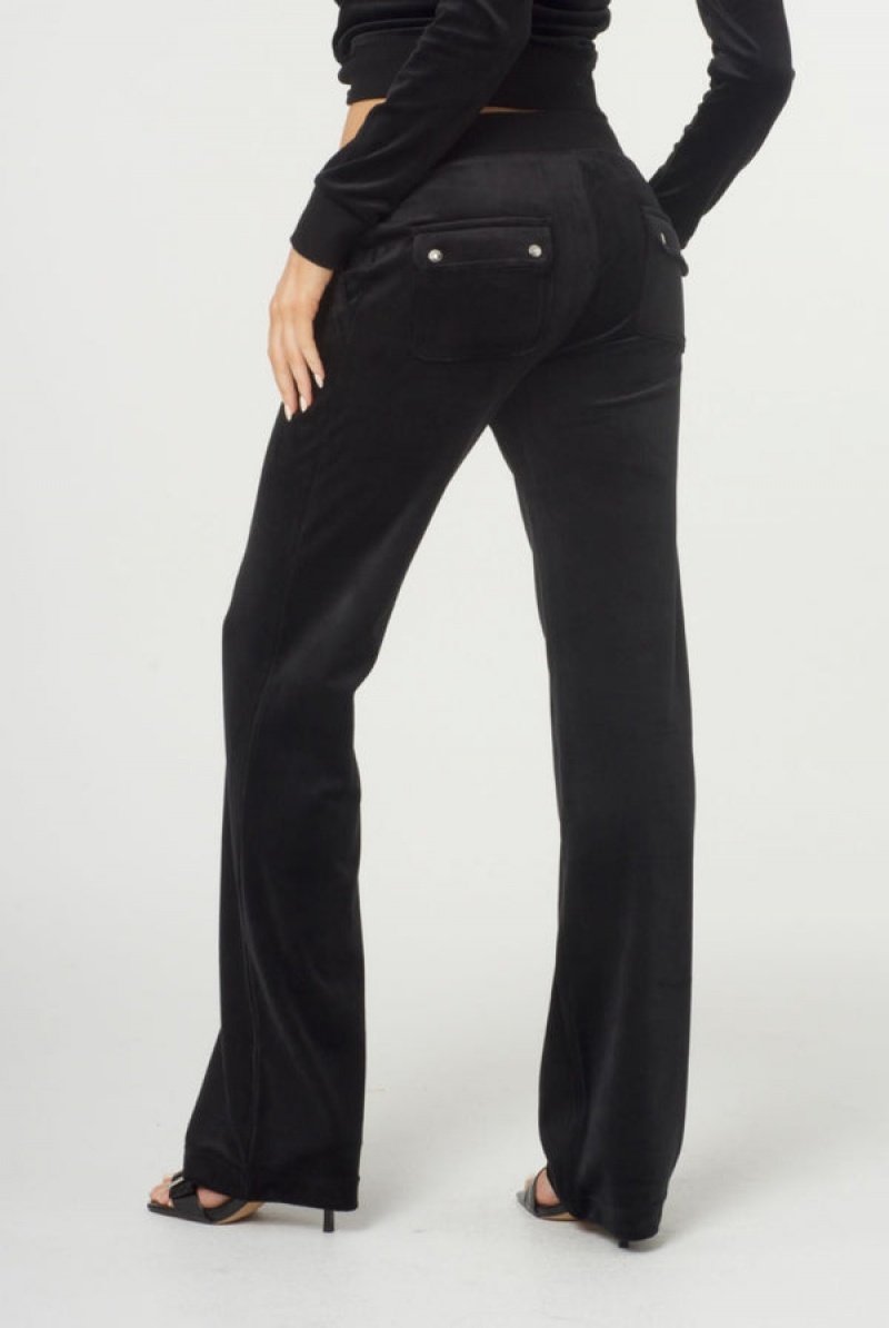 Black Juicy Couture Classic Velour Del Ray Pocketed Bottoms | JC-SN652132