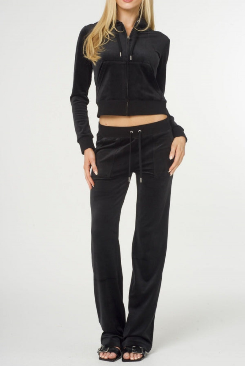 Black Juicy Couture Classic Velour Del Ray Pocketed Bottoms | JC-SN652132