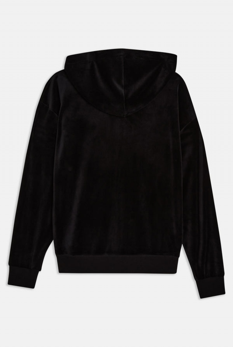 Black Juicy Couture Classic Velour Oversized Hoodie | JC-SN651954