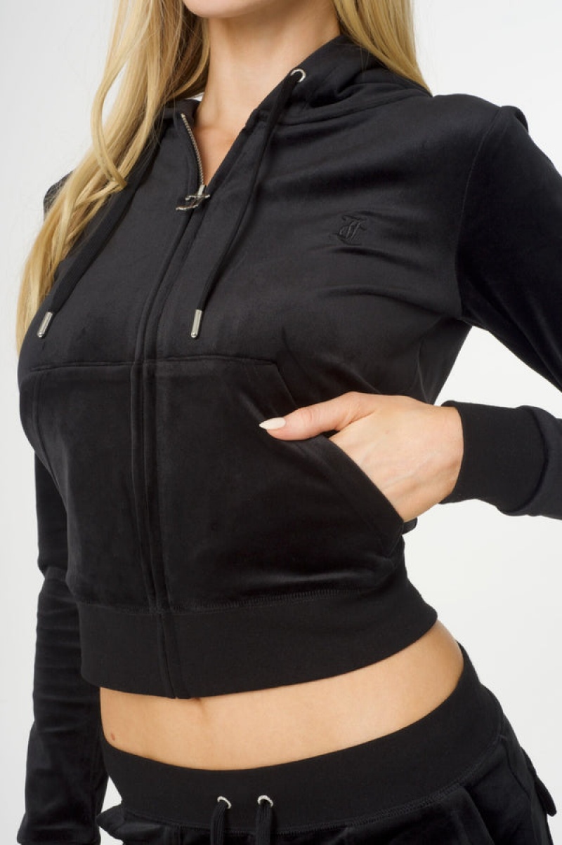 Black Juicy Couture Classic Velour Robertson Hoodie | JC-SN652134