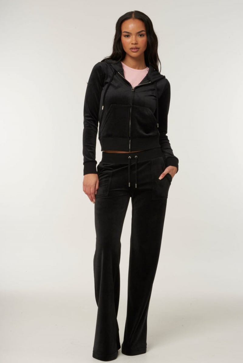 Black Juicy Couture Classic Velour Robertson Hoodie | JC-SN652134