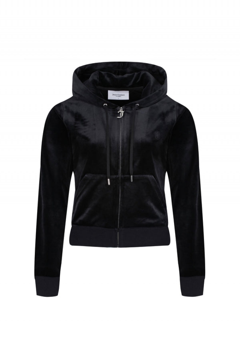 Black Juicy Couture Classic Velour Robertson Hoodie | JC-SN652134