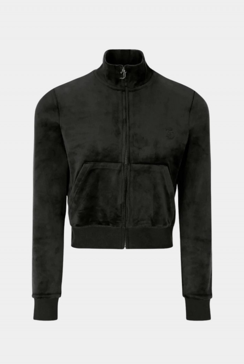 Black Juicy Couture Classic Velour Track Top | JC-SN652041