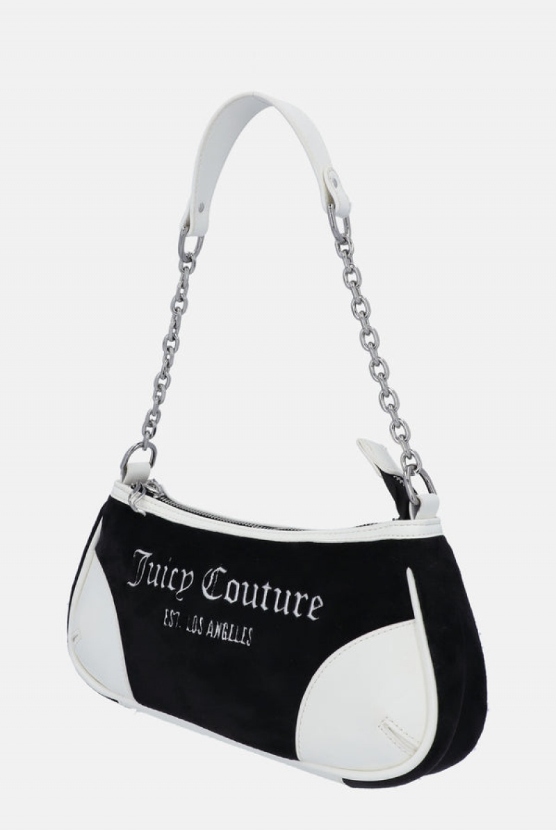 Black Juicy Couture Colourblock Velour Mix Shoulder Bag | JC-SN652210