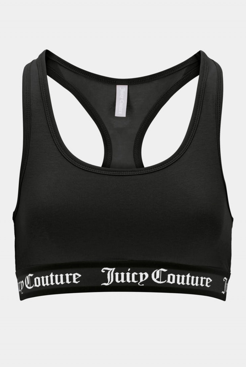 Black Juicy Couture Cotton Lounge Racer Bra | JC-SN652225