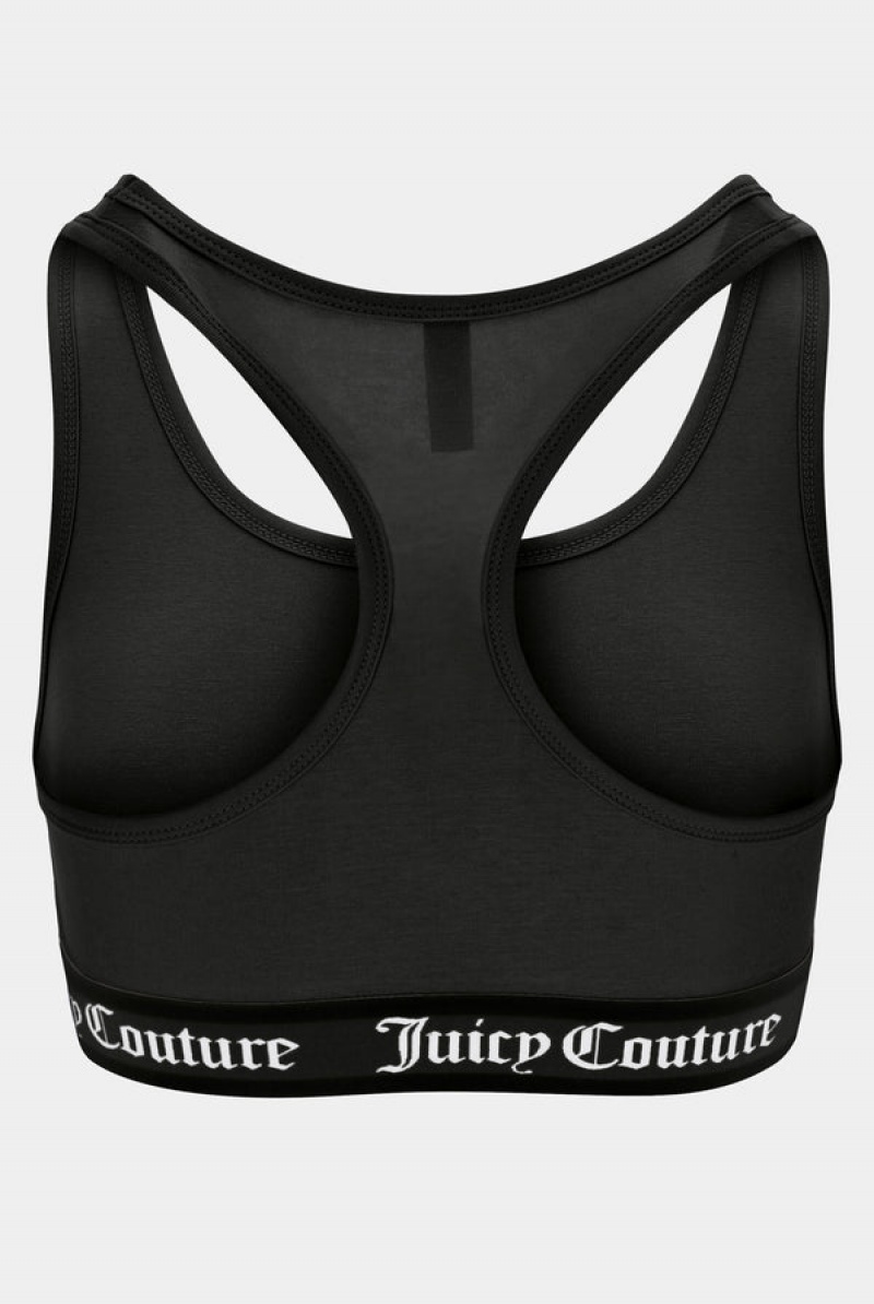 Black Juicy Couture Cotton Lounge Racer Bra | JC-SN652225