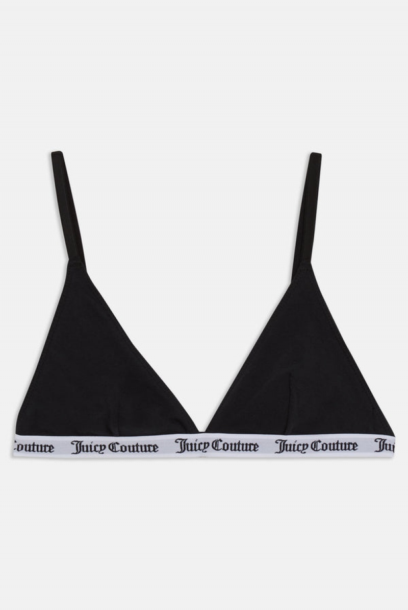 Black Juicy Couture Cotton Triangle Bra | JC-SN652248