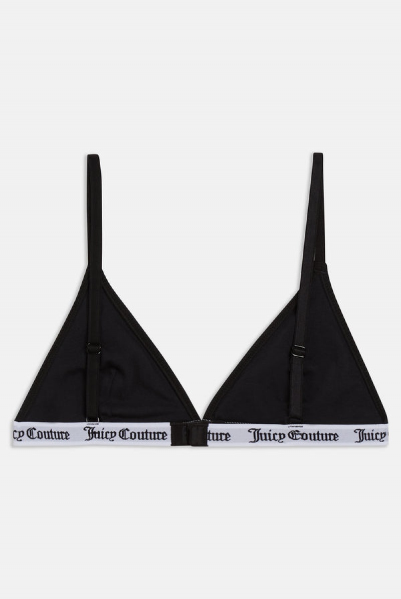 Black Juicy Couture Cotton Triangle Bra | JC-SN652248