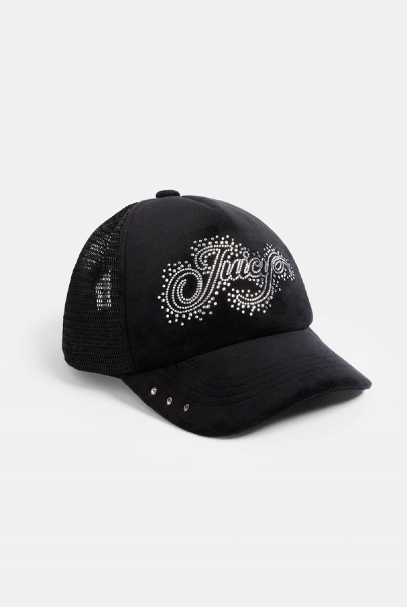 Black Juicy Couture Diamante Scatter Trucker Cap | JC-SN652326