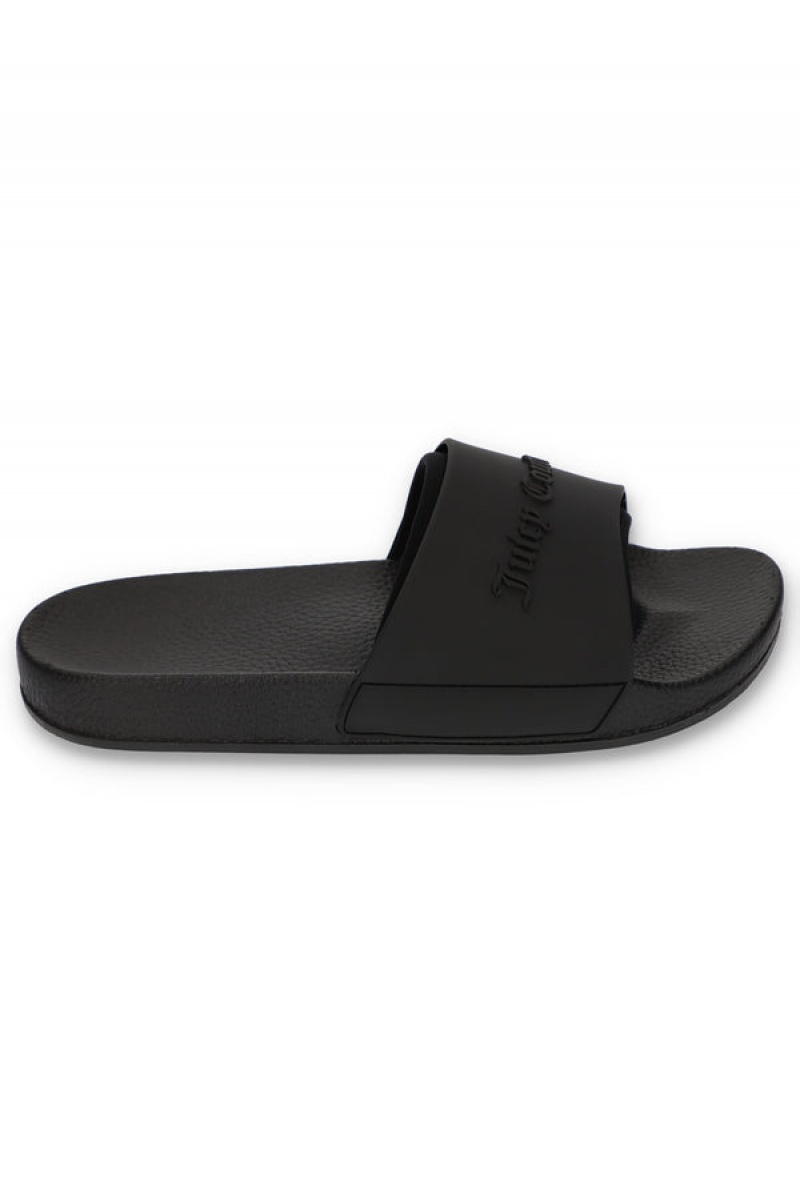 Black Juicy Couture Embossed Sliders | JC-SN652175