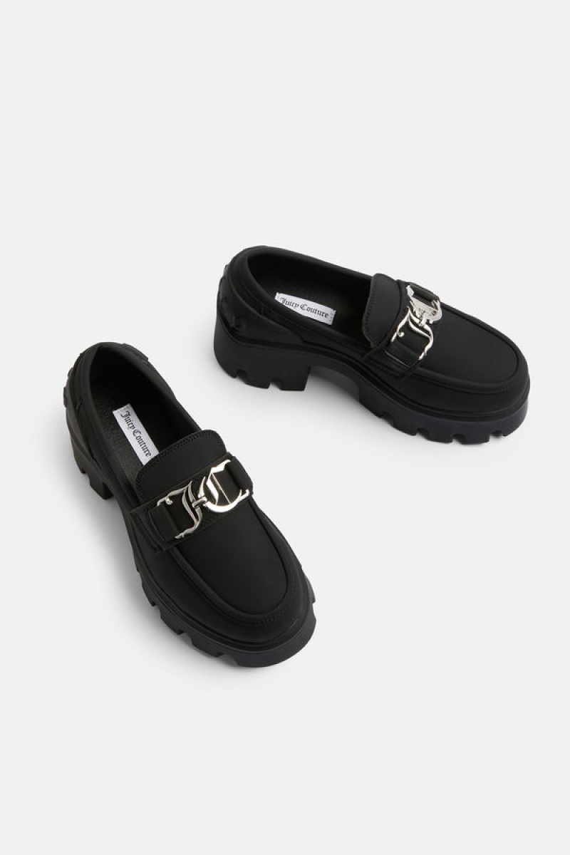 Black Juicy Couture Leather Track Loafer | JC-SN652197