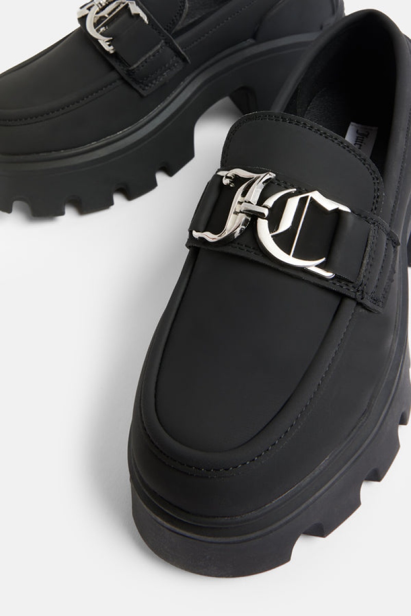 Black Juicy Couture Leather Track Loafer | JC-SN652197