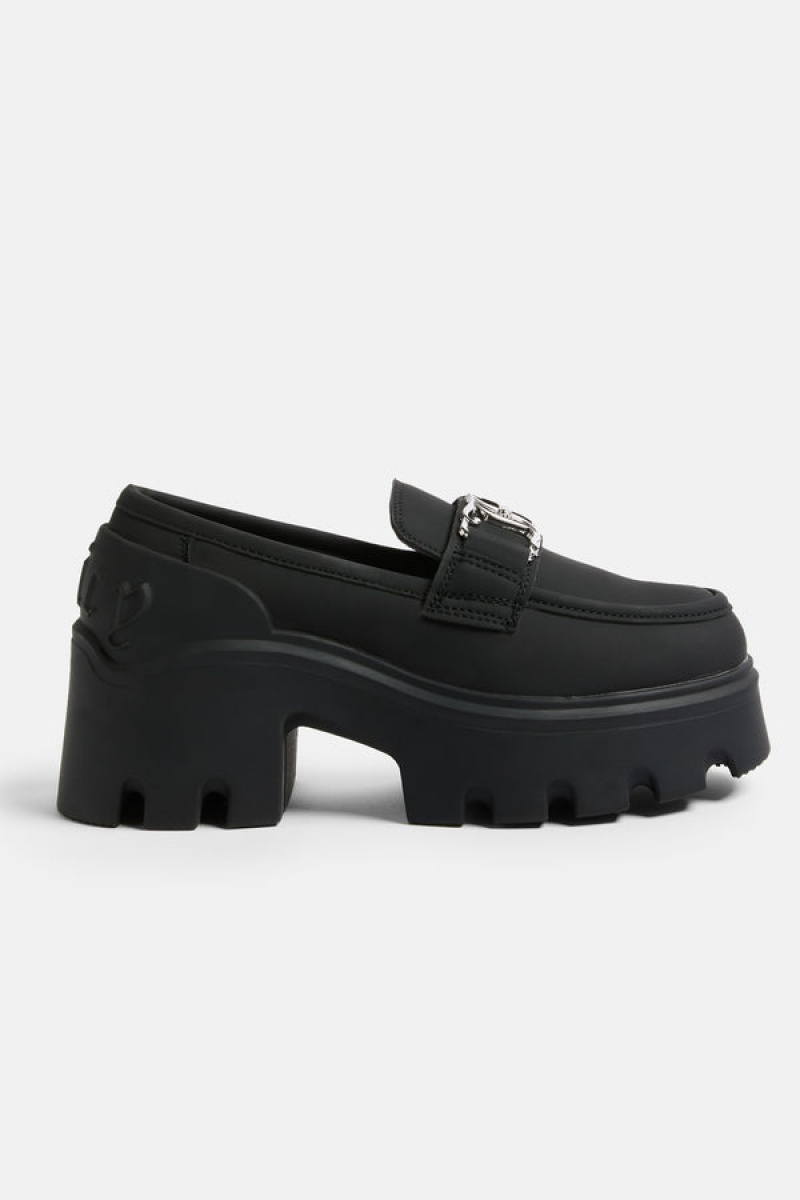 Black Juicy Couture Leather Track Loafer | JC-SN652197