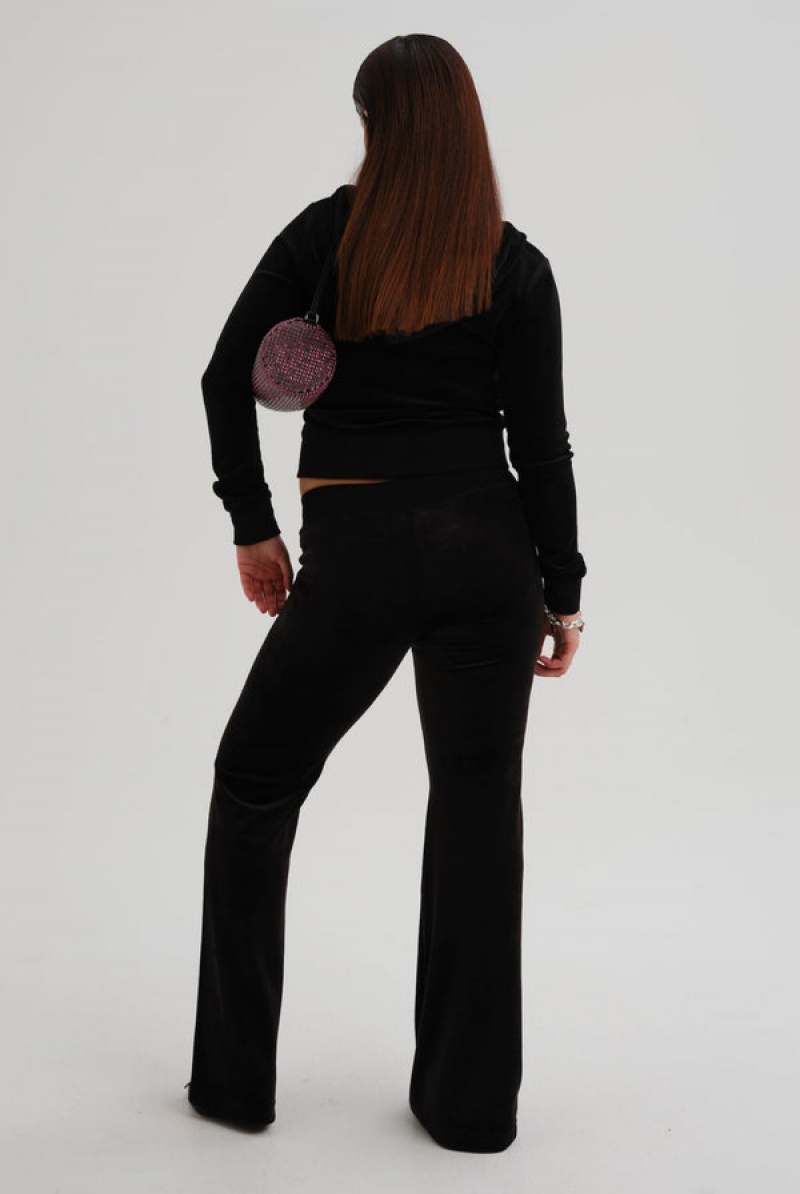 Black Juicy Couture Low Rise Flare Classic Velour Track Pant | JC-SN652012